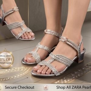 Zari Embroidery Block Heels detail view