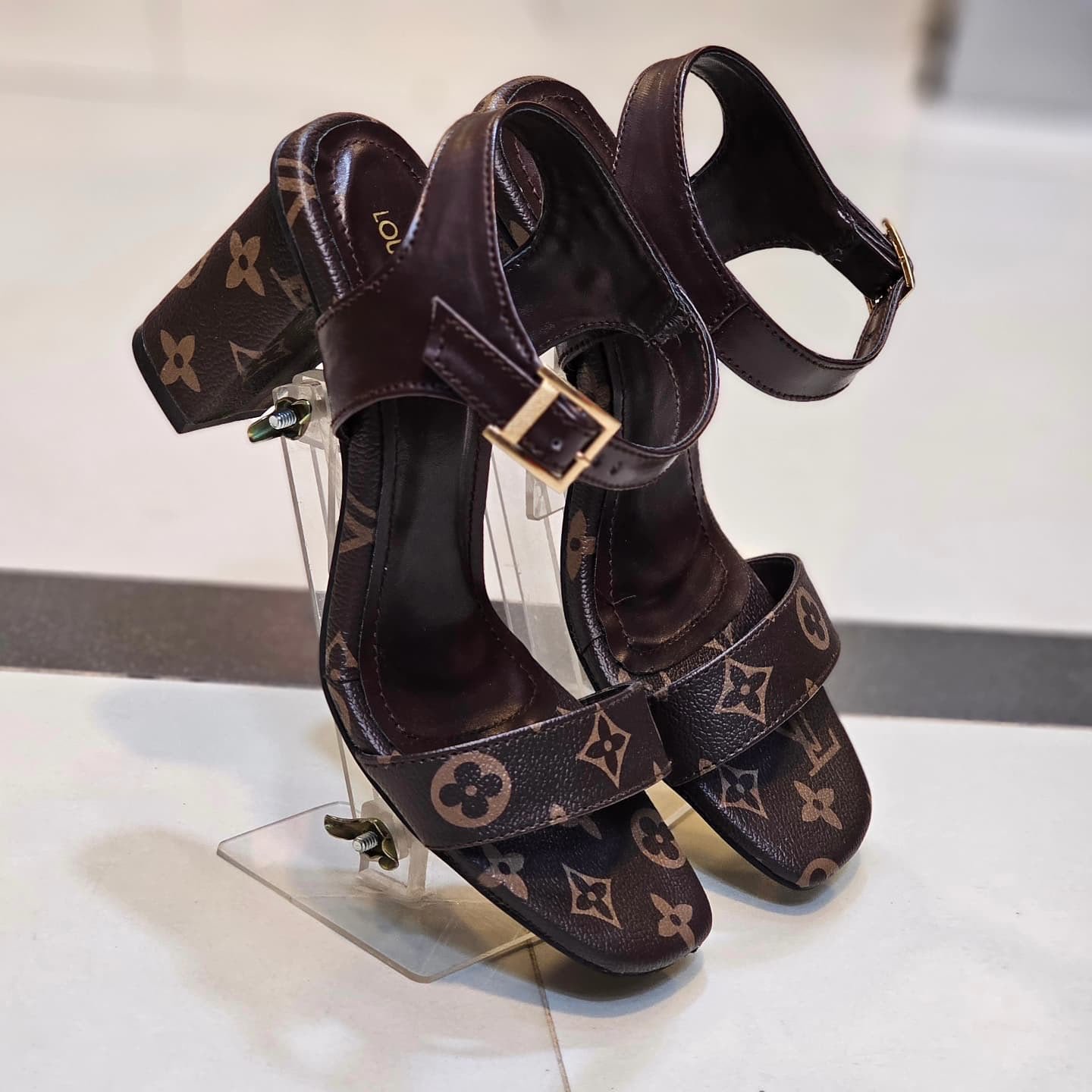 LV Monogram Block Heels