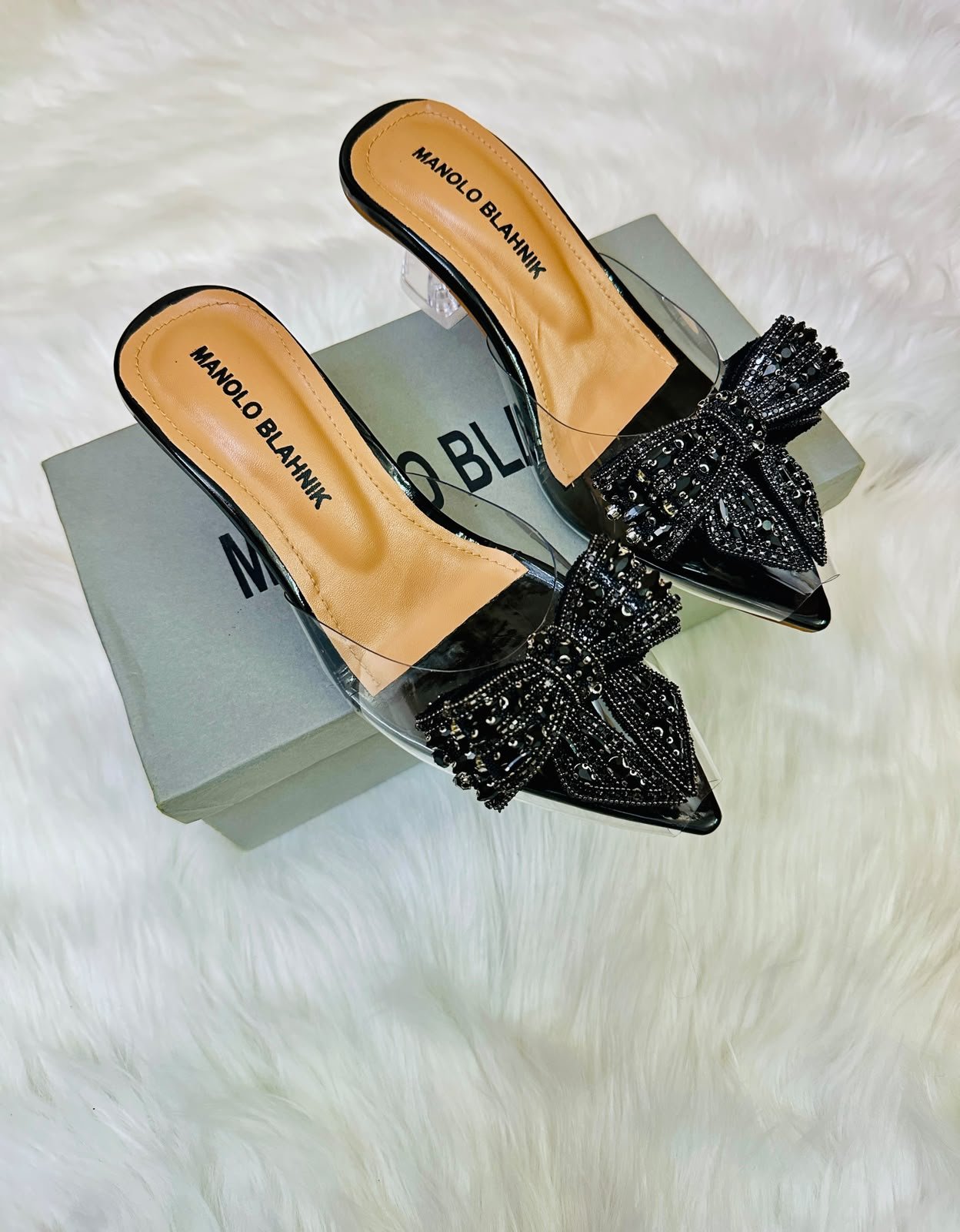 Manolo Blahnik Crystal Bow Heels