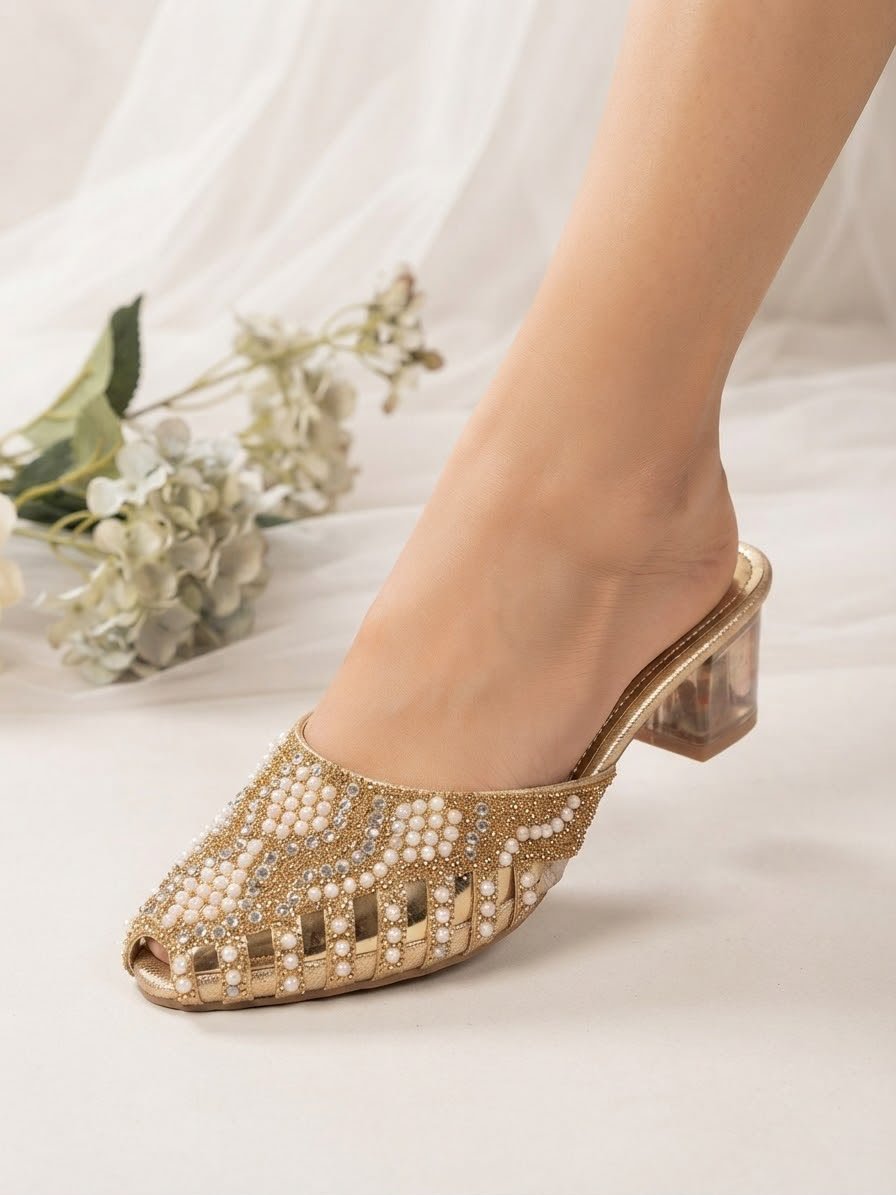 Pearl & Crystal Lucite Block Heels