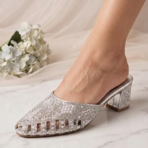 Pearl & Crystal Lucite Block Heels detail view
