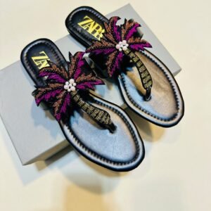 Palm Tree Beaded Slides detail view