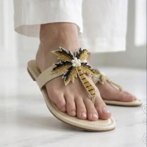Palm Tree Beaded Slides detail view