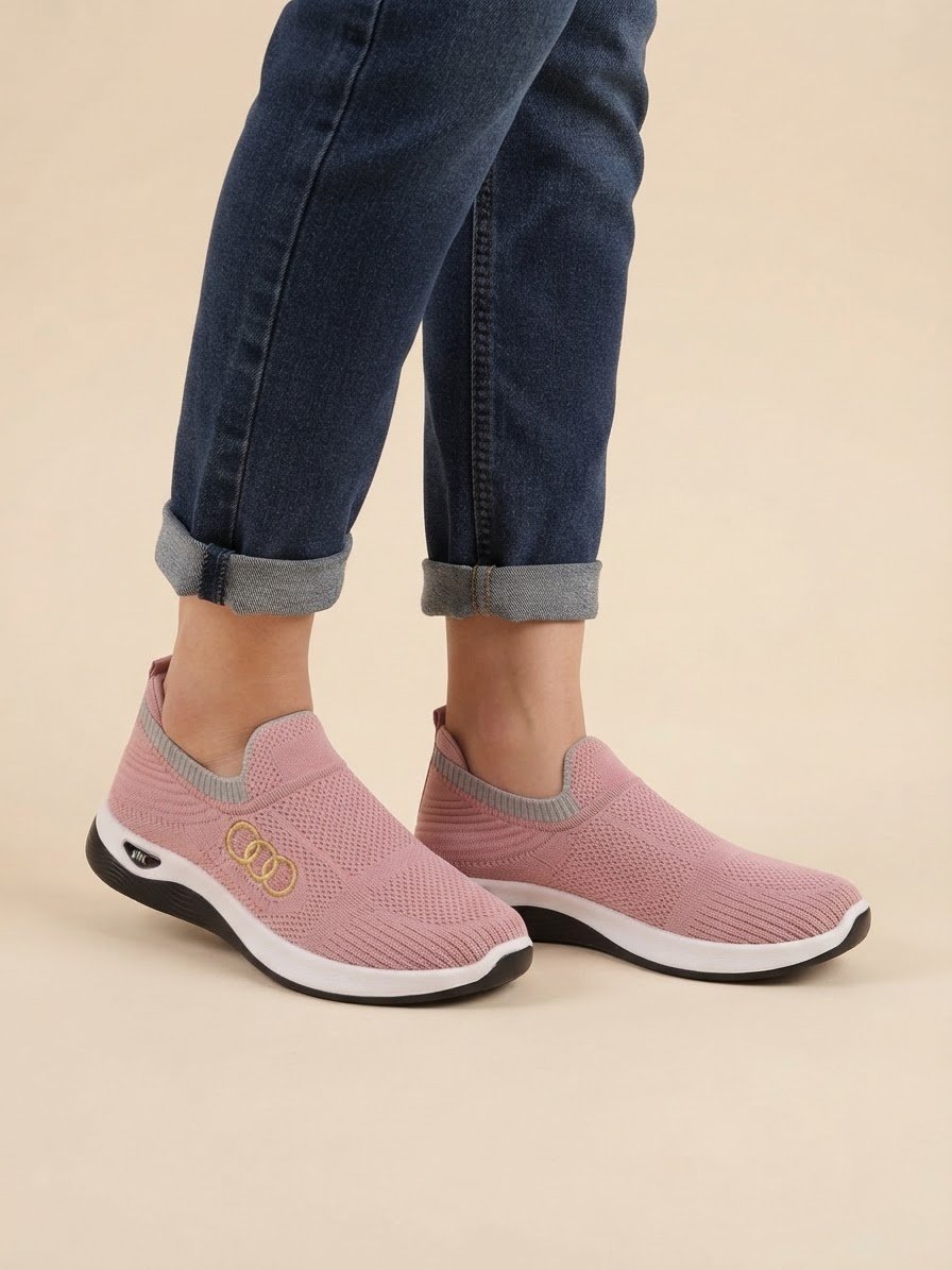 PU sole stretch knit sneakers for everyday wear