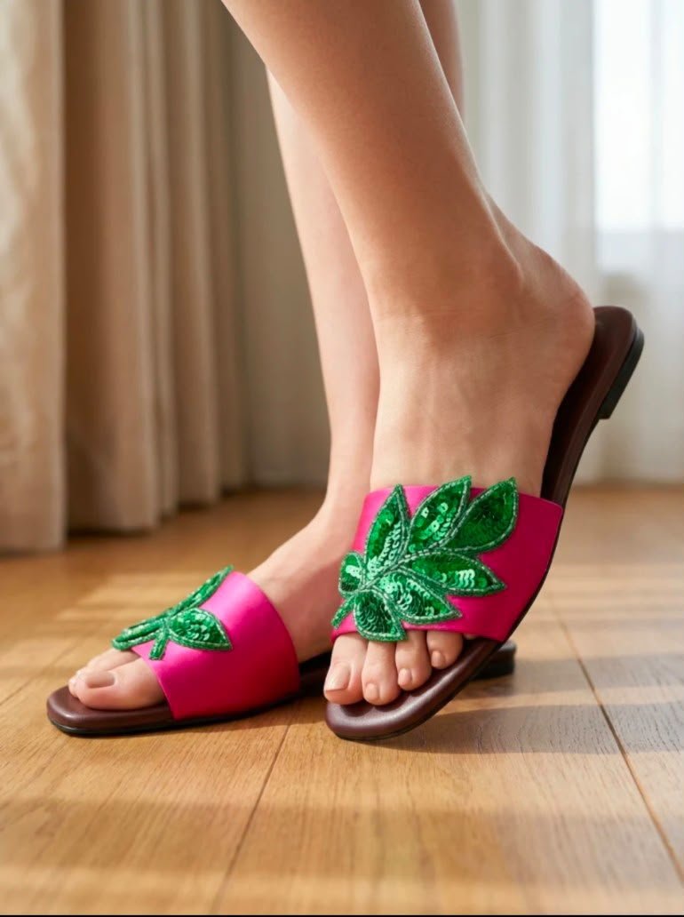 Zara Leaf Flat Slides on Instagram
