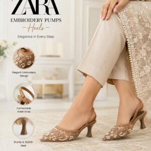 Zara Embroidered Heels detail view